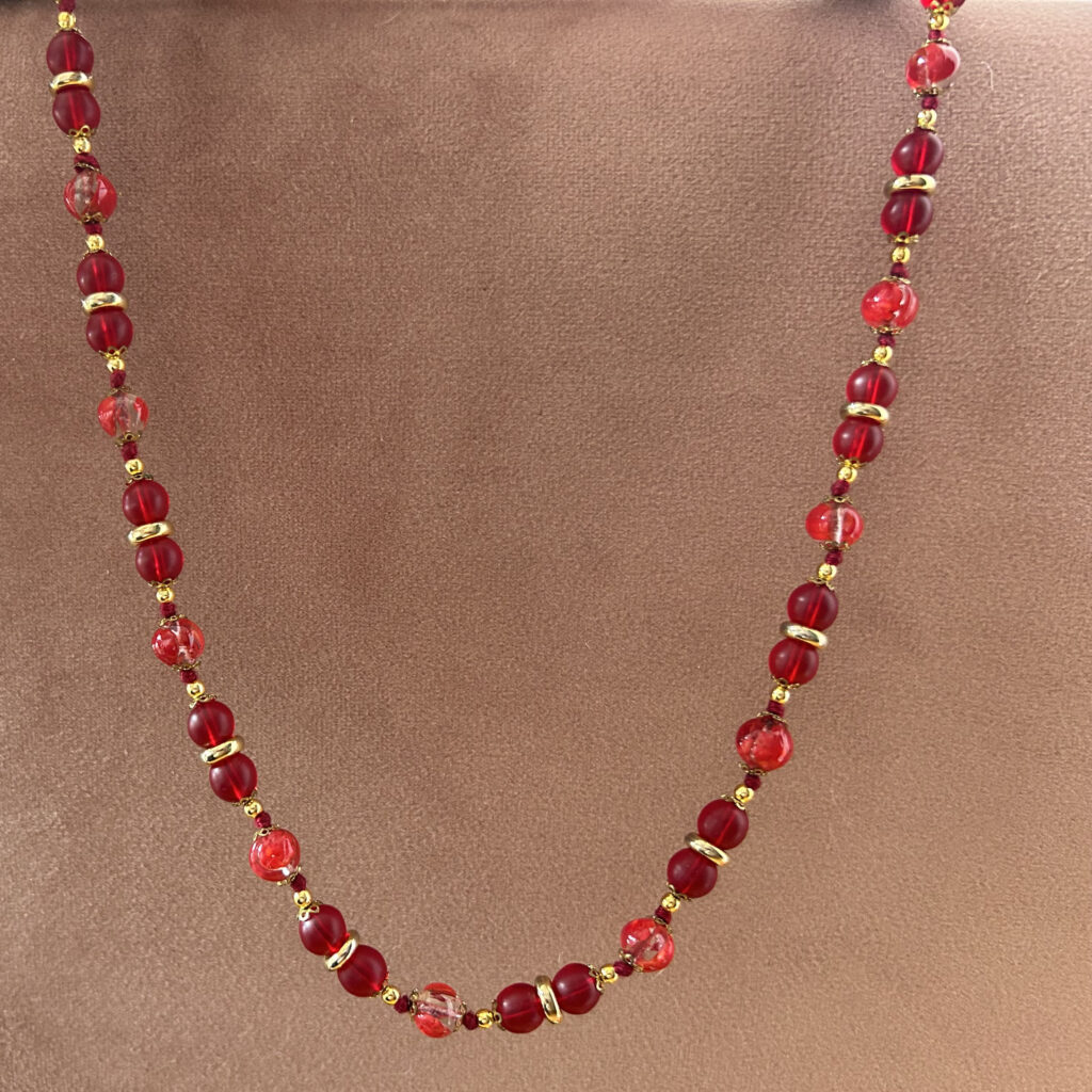 Korale Murano Millefiori granat