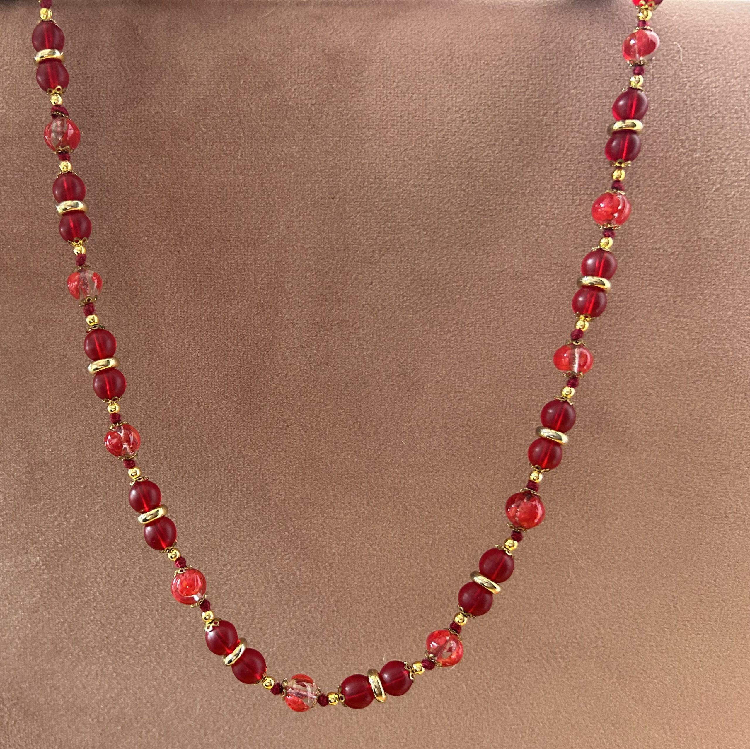 Korale Murano Millefiori granat